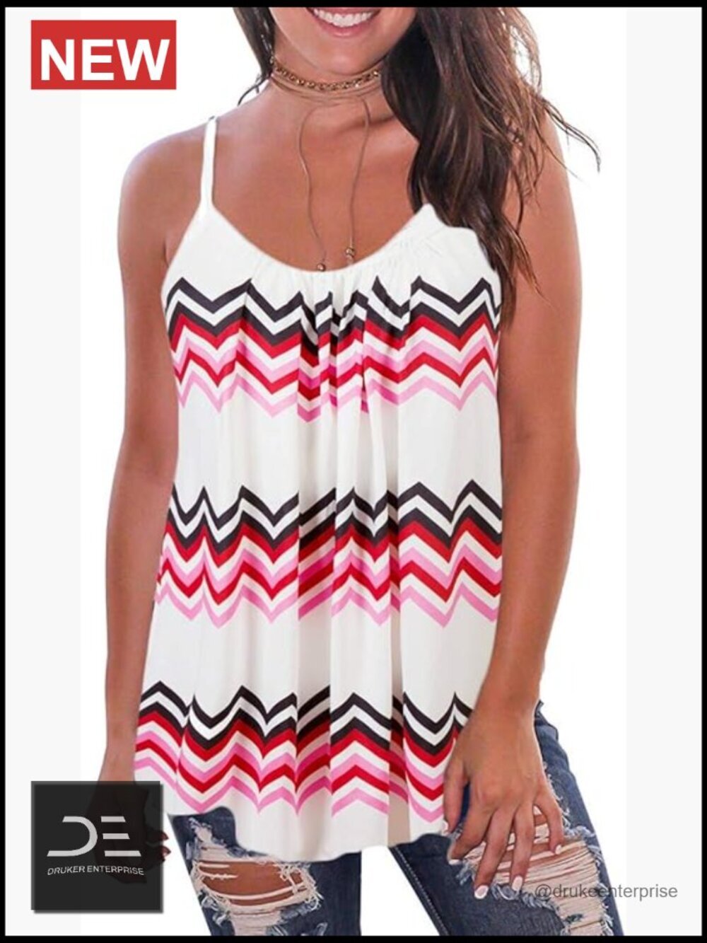 Loose Fit Long Tank Top Pleated Flowy Swing Cami with Spaghetti Straps